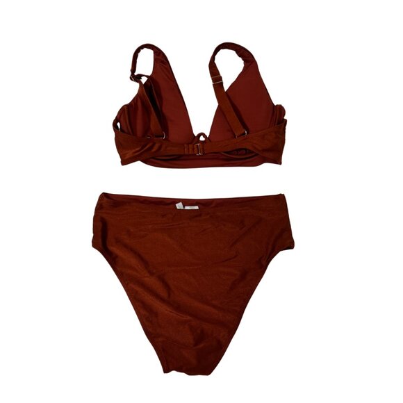 Chelsea & Violet Bronze High Waisted 2 Piece Swimsuit Size XL - Picture 2 of 5